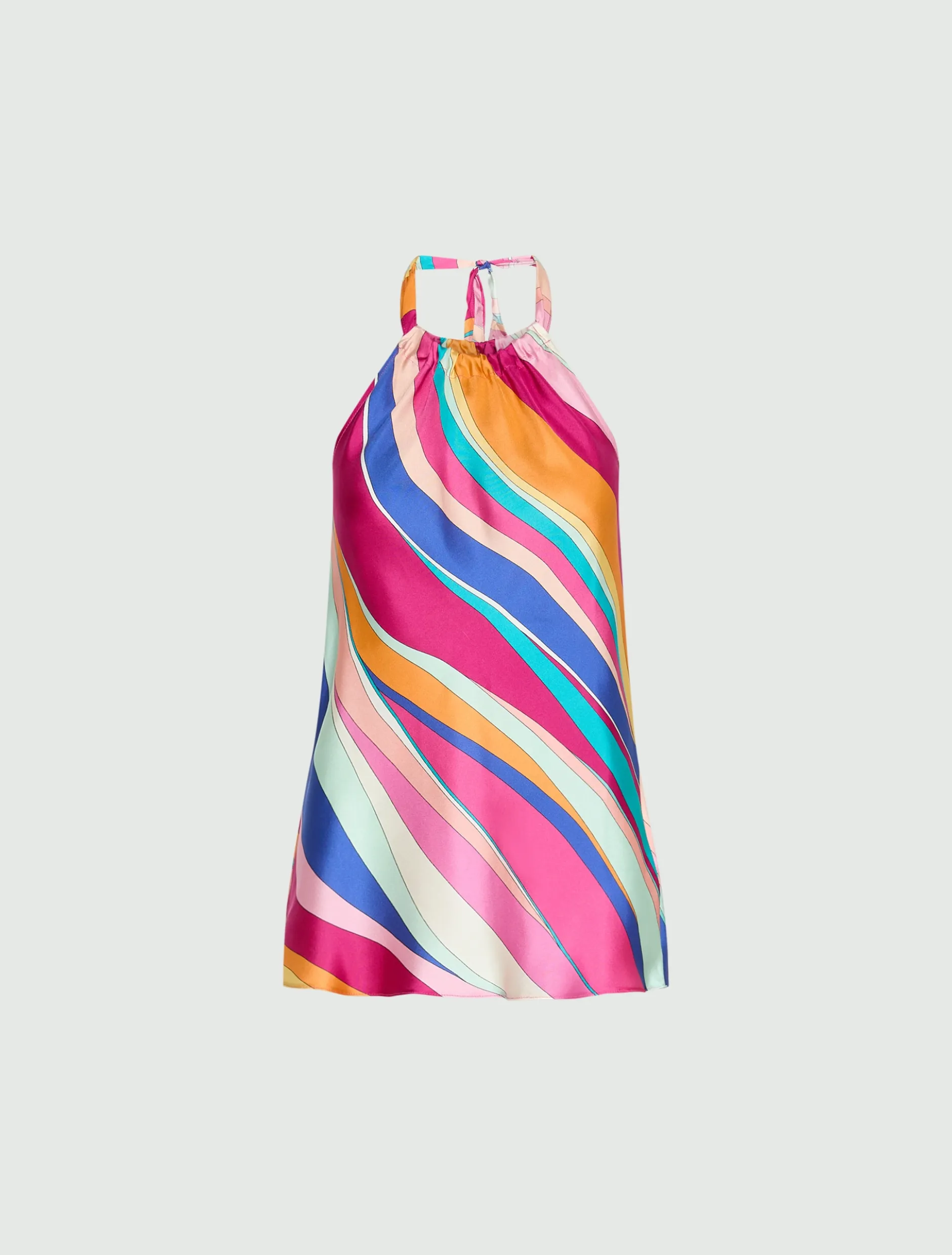 Top in seta con scollo all'americana - FUXIA