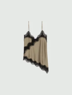 Top lingerie con pizzo - KAKI
