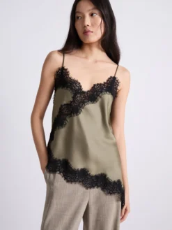 Top lingerie con pizzo - KAKI