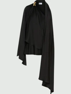 Top monospalla in satin - NERO