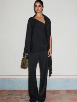 Top monospalla in satin - NERO