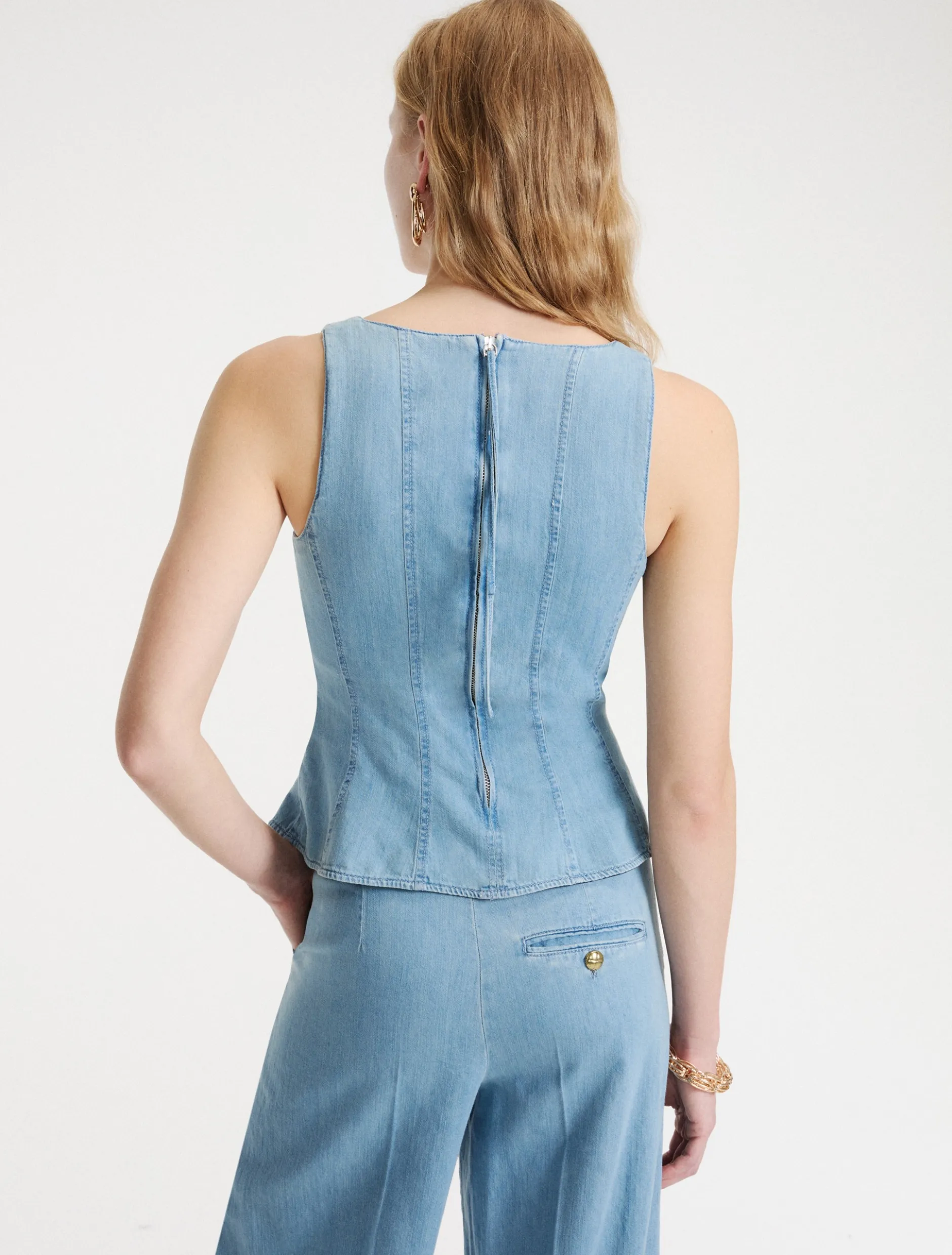 Top sagomato in denim - BLUE JEANS