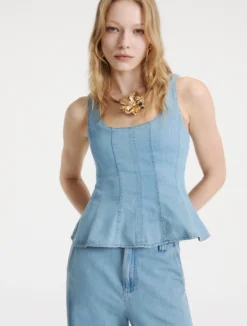 Top sagomato in denim - BLUE JEANS