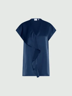 Top smanicato con volant - BLU