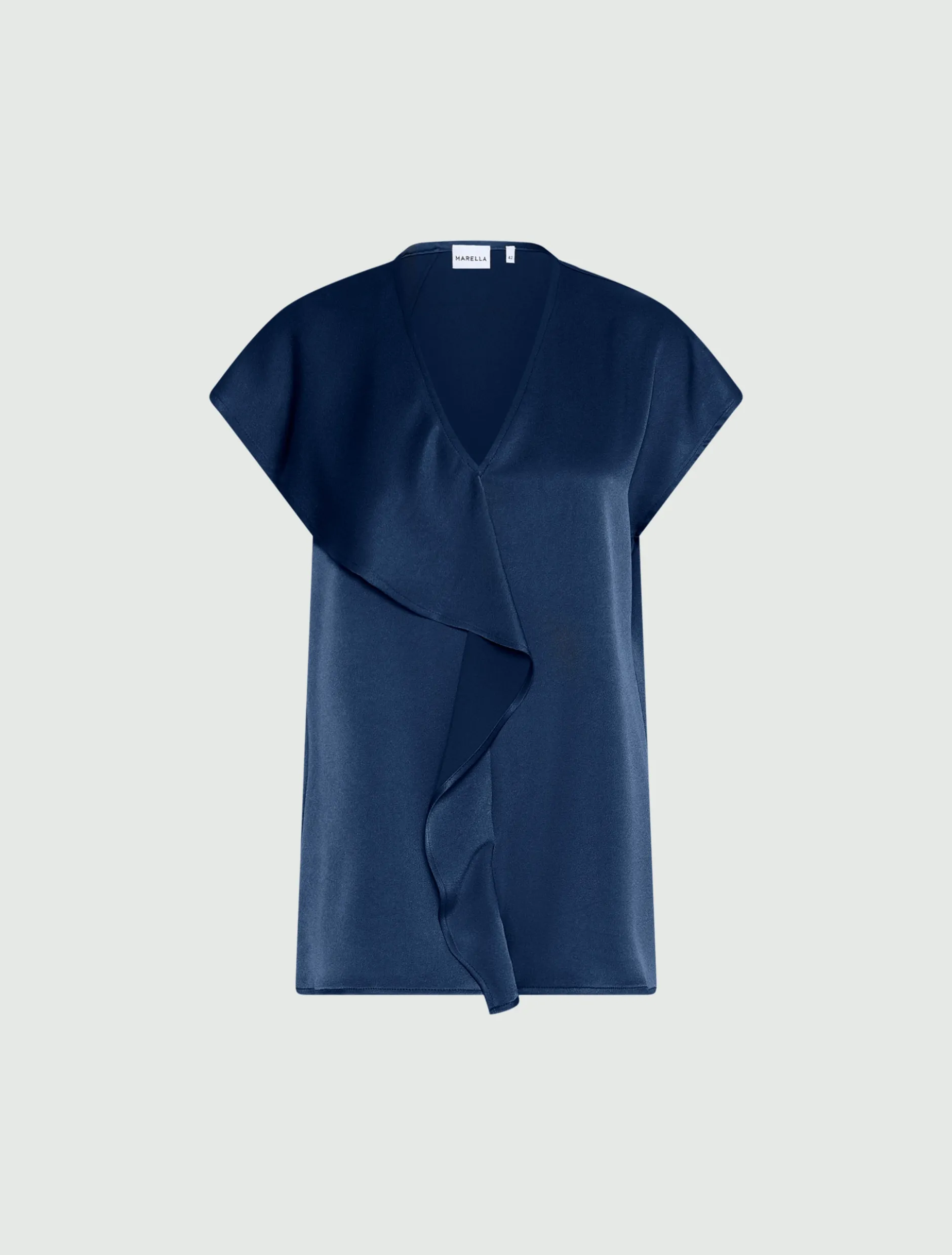 Top smanicato con volant - BLU