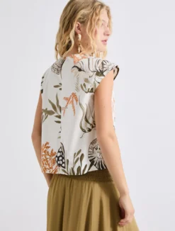 Top smanicato in cotone stretch - BIANCO OTTICO