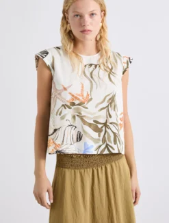 Top smanicato in cotone stretch - BIANCO OTTICO