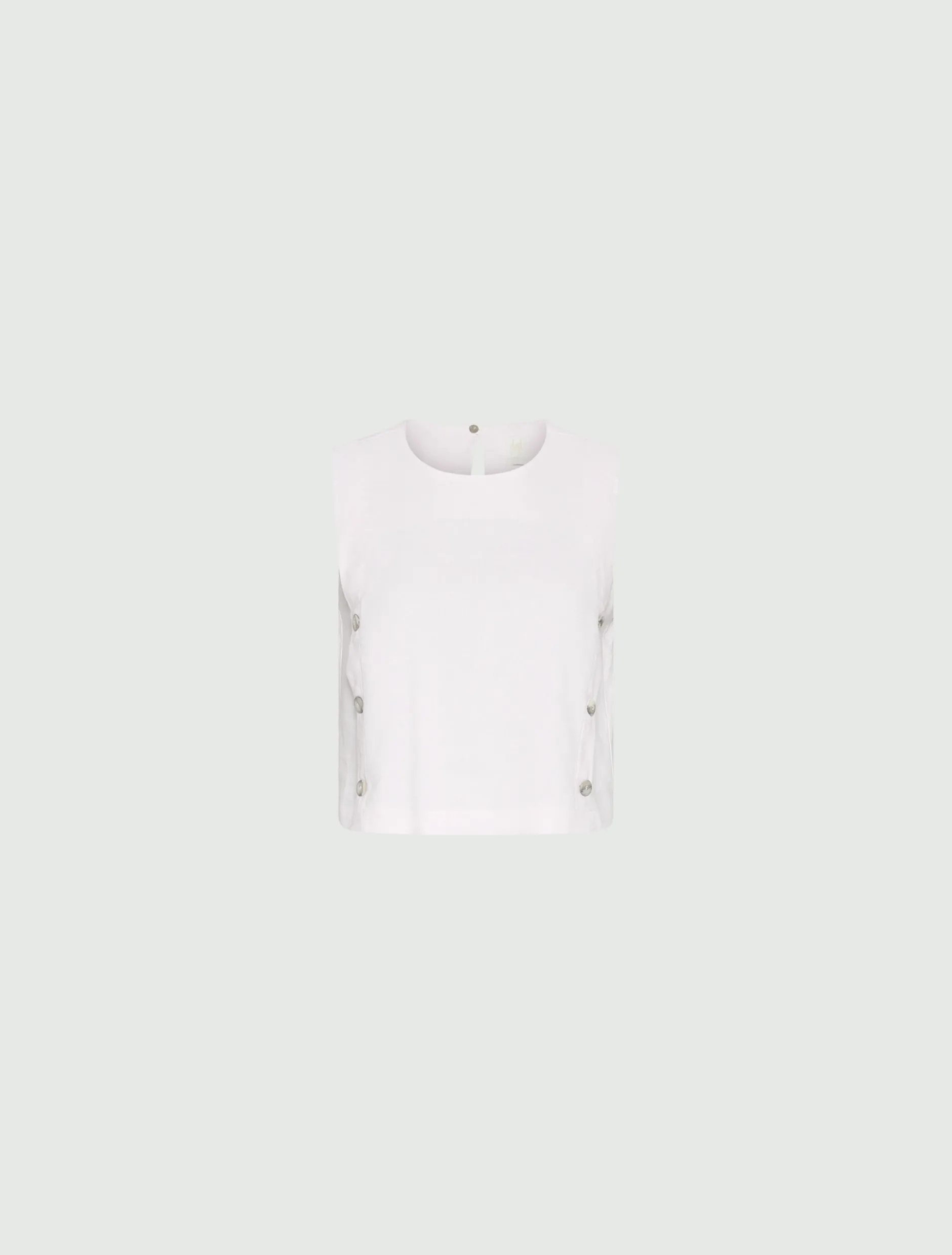 Top smanicato in misto lino stretch - ROSA