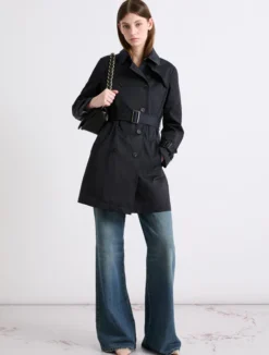 Trench doppiopetto in cotone tecnico - BLU