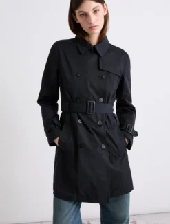 Trench doppiopetto in cotone tecnico - BLU