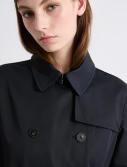 Trench doppiopetto in cotone tecnico - BLU