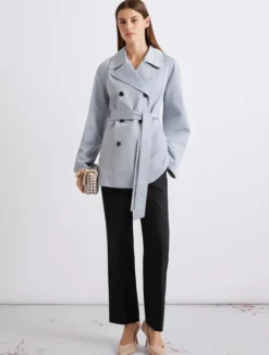 Trench in cotone tecnico - AZZURRO