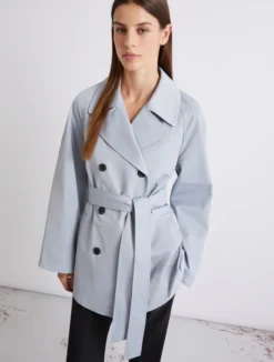 Trench in cotone tecnico - AZZURRO