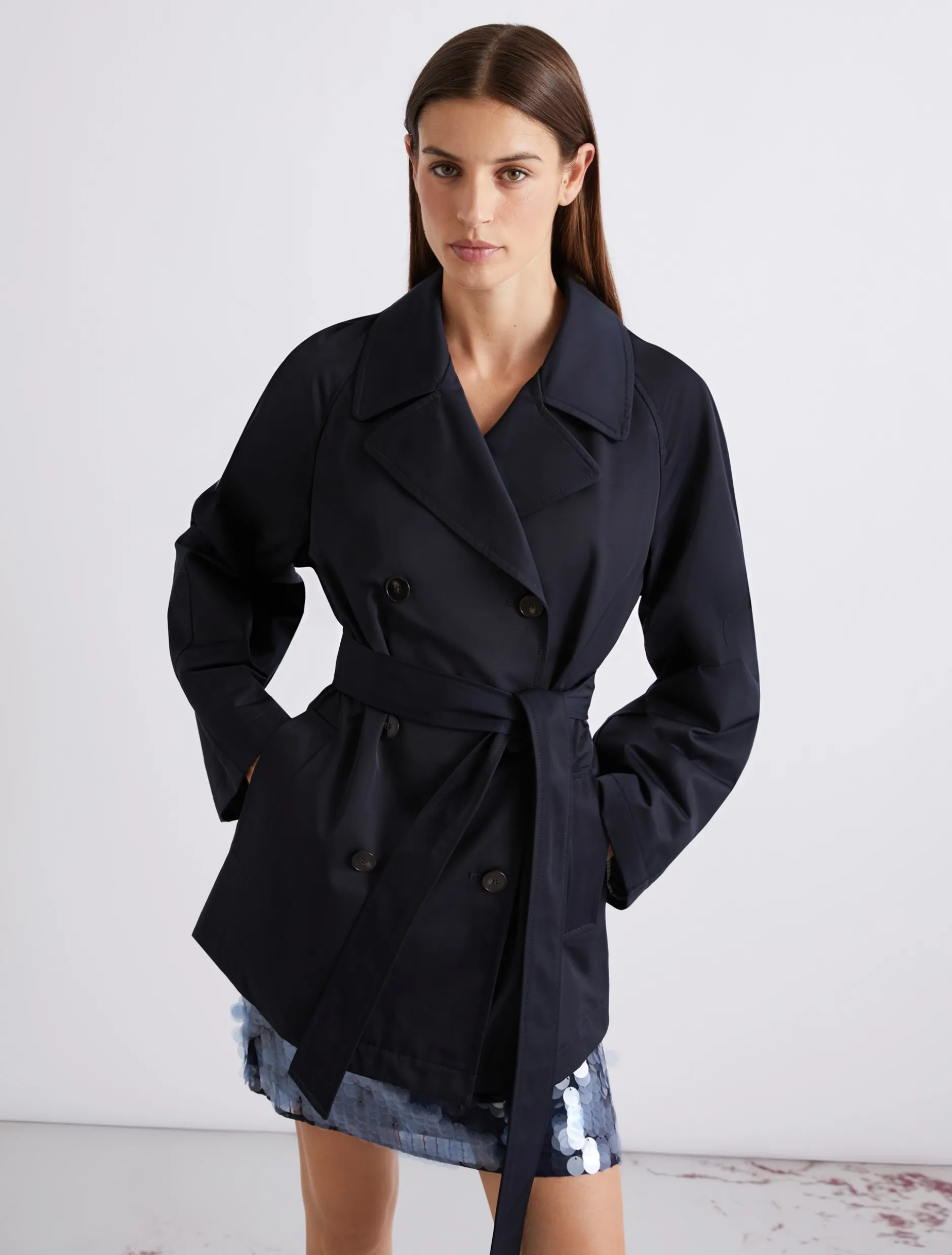 Trench in cotone tecnico - BLU