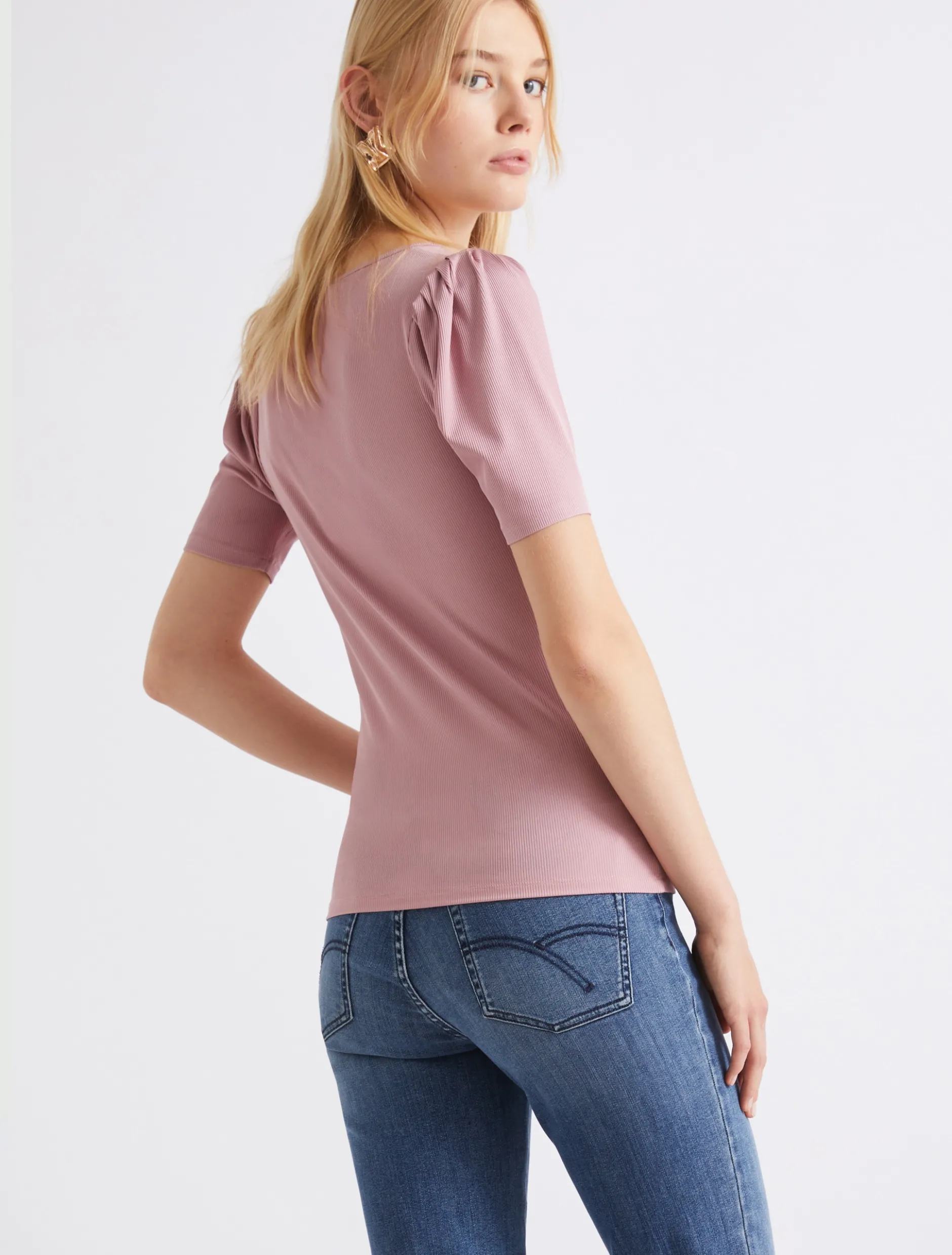 T-shirt aderente in jersey - ROSA