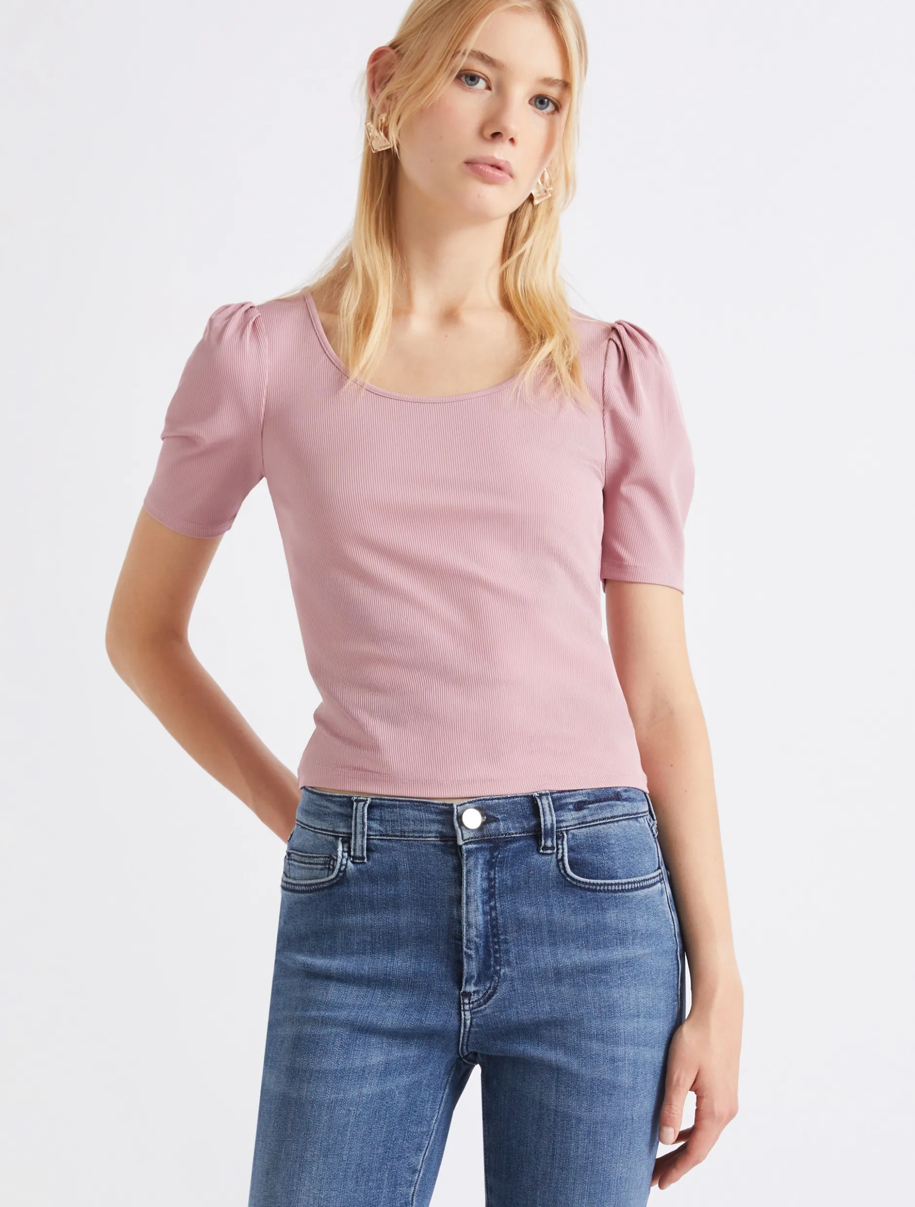 T-shirt aderente in jersey - ROSA