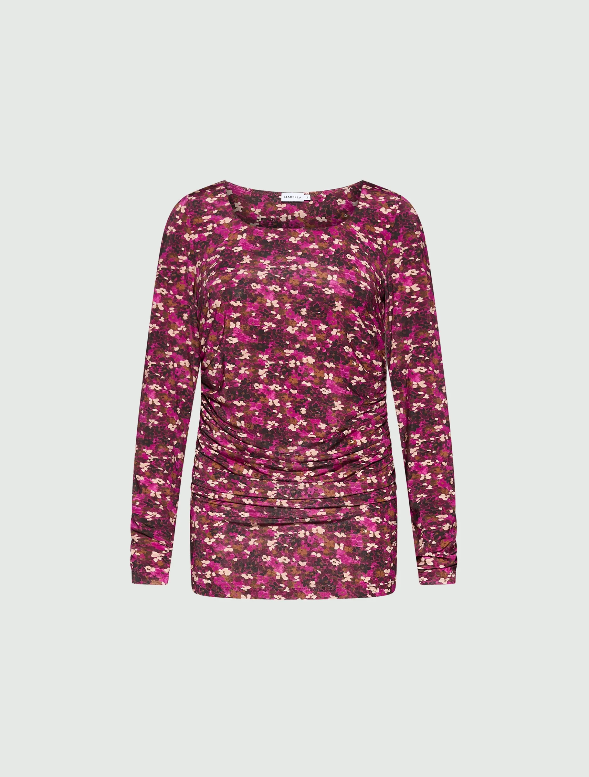 T-shirt con arricio sui fianchi - FUXIA