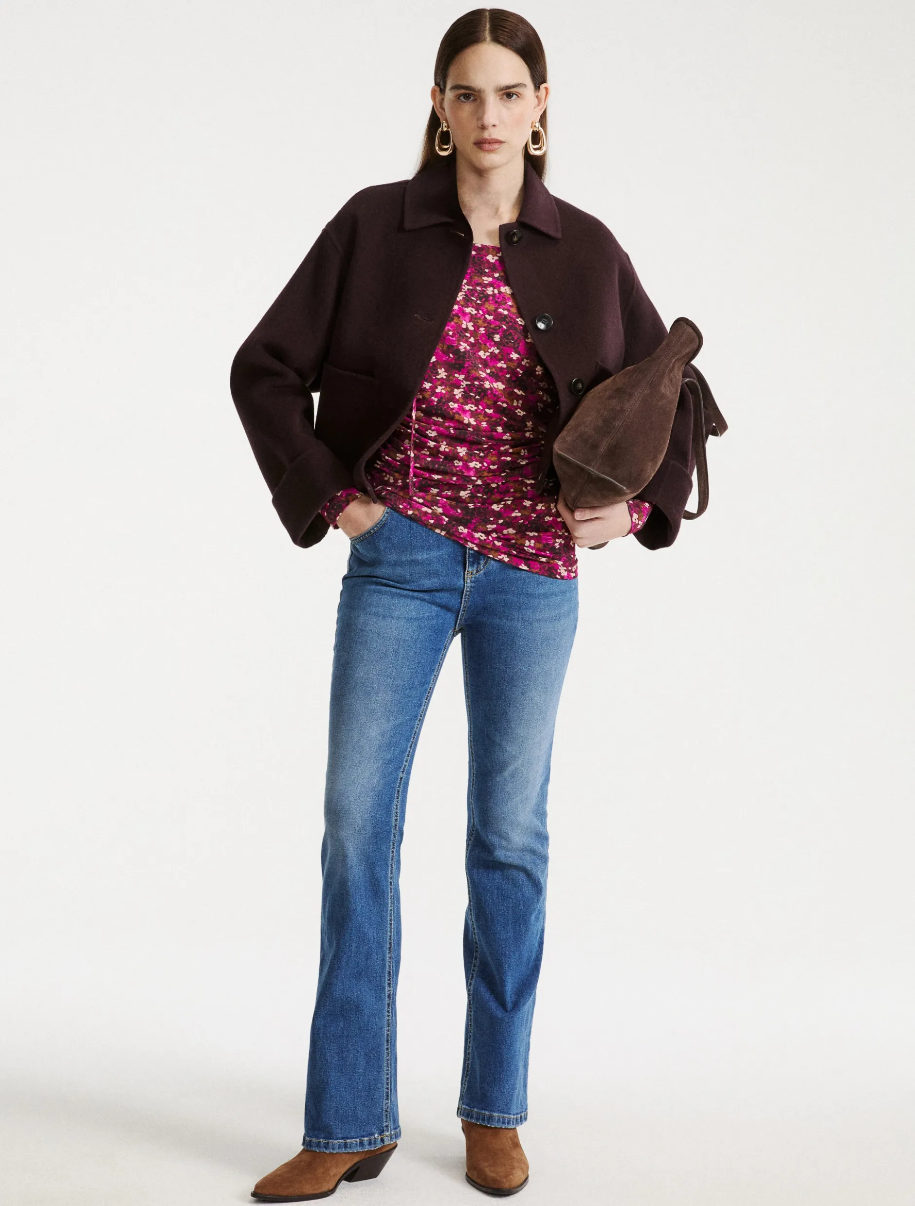 T-shirt con arricio sui fianchi - FUXIA