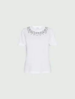 T-shirt con dettagli gioiello - BIANCO OTTICO
