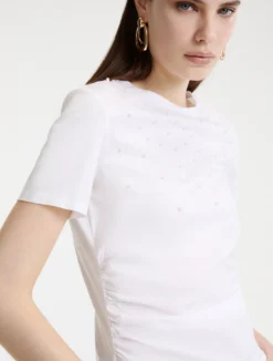 T-shirt girocollo in jersey - BIANCO OTTICO