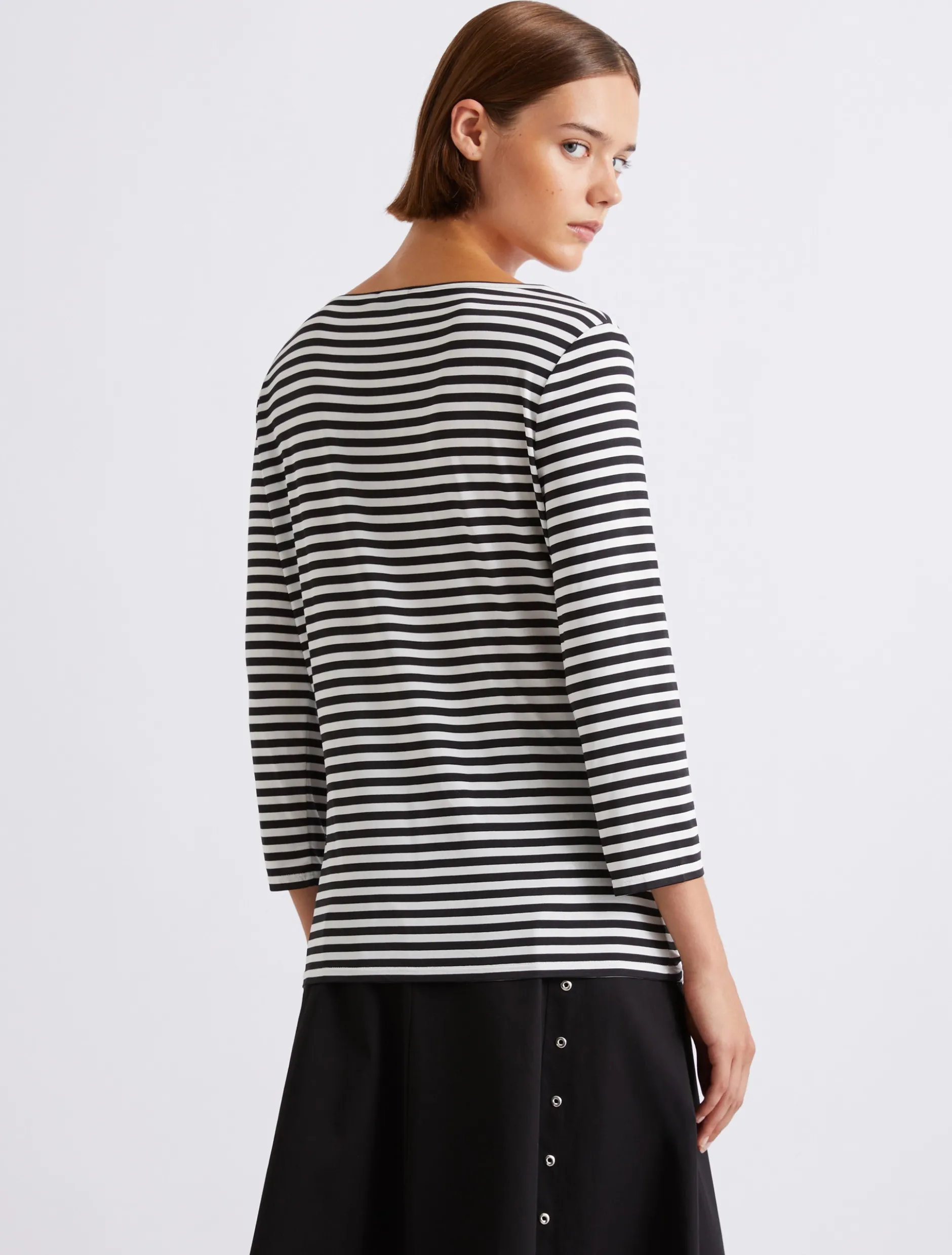 T-shirt in jersey a righe - PANNA