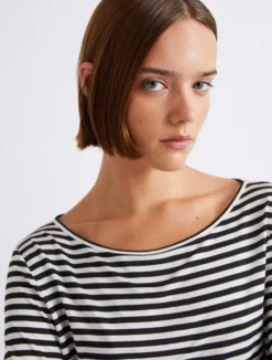T-shirt in jersey a righe - PANNA