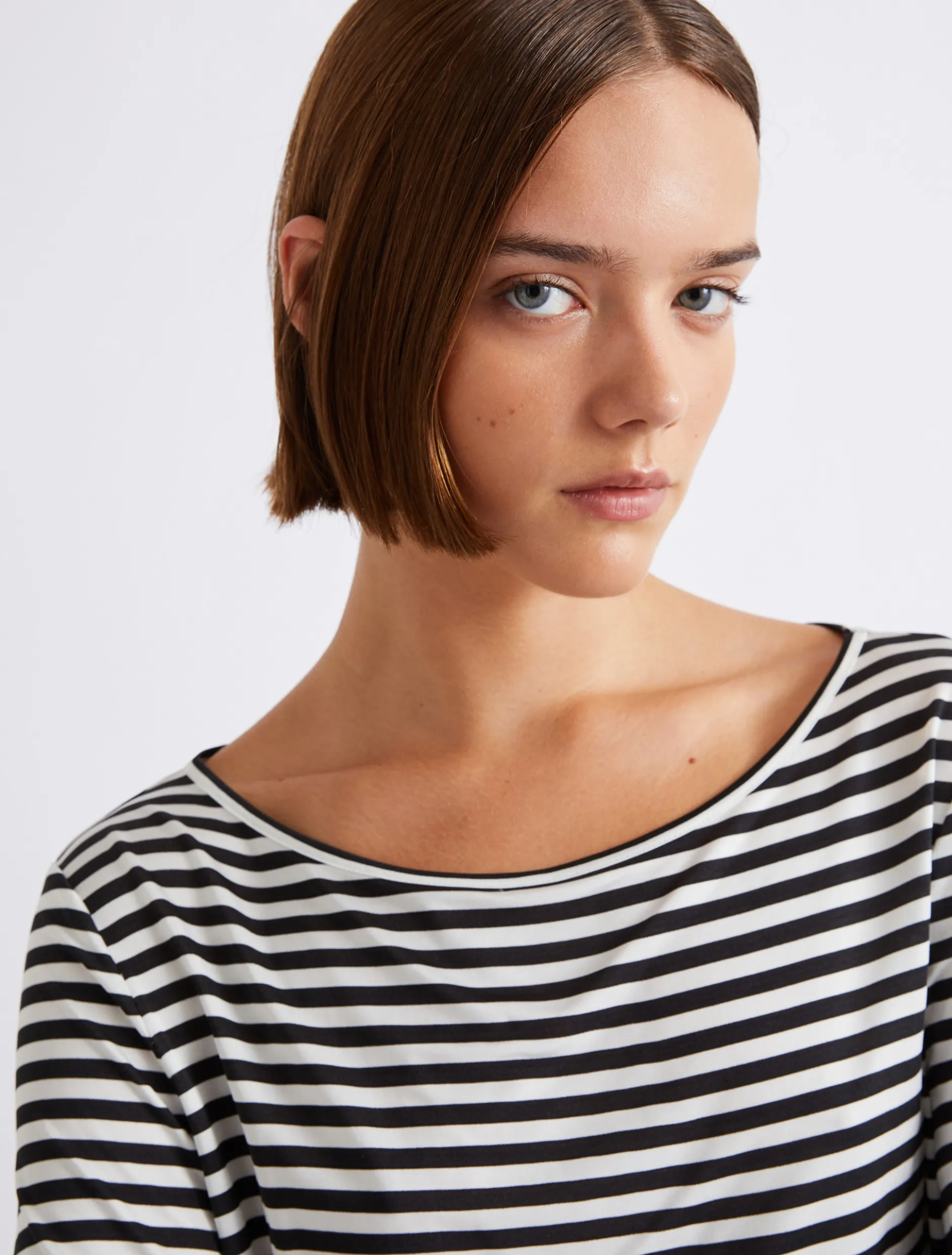 T-shirt in jersey a righe - PANNA