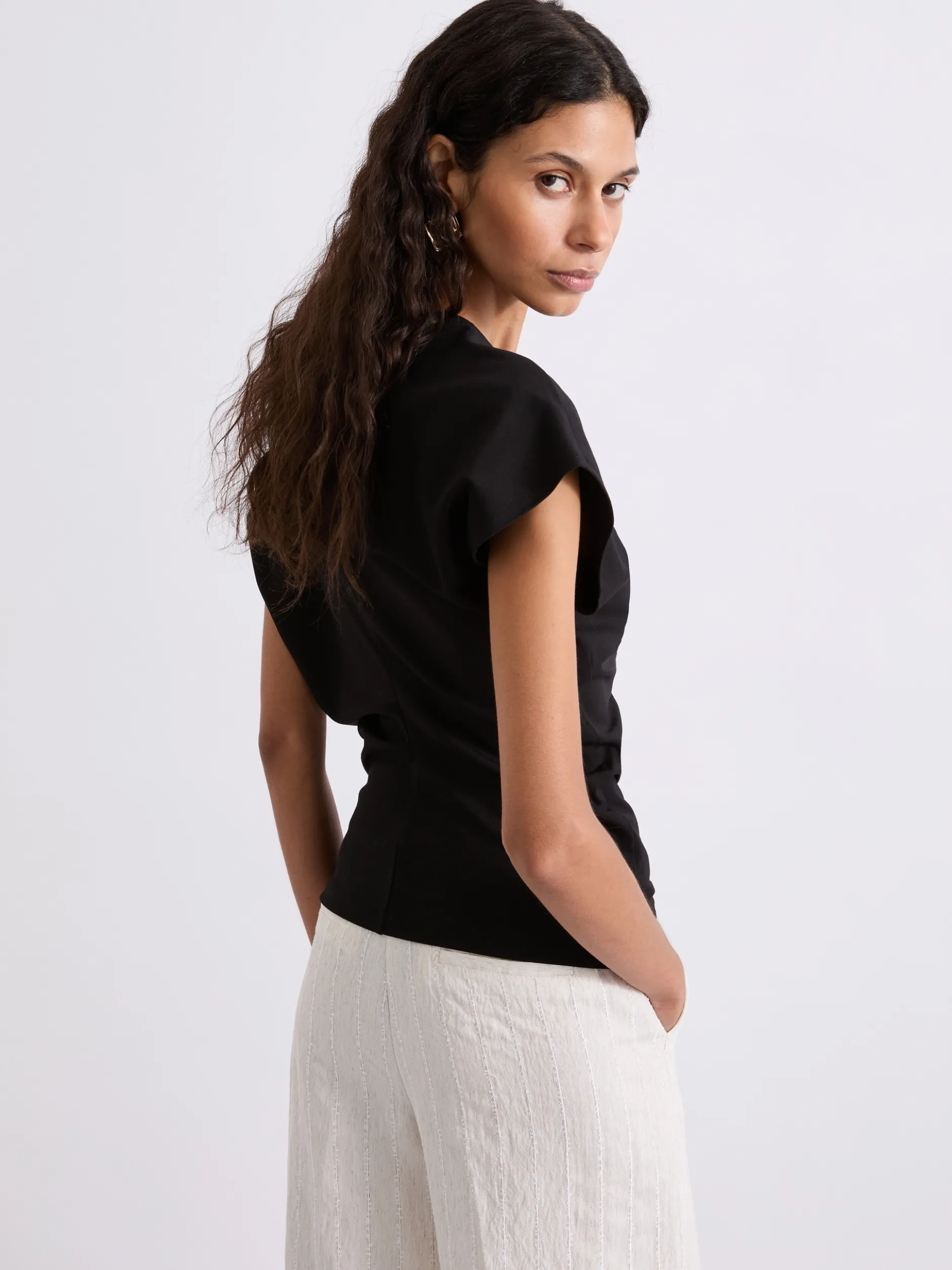 T-shirt in jersey punto Milano - NERO