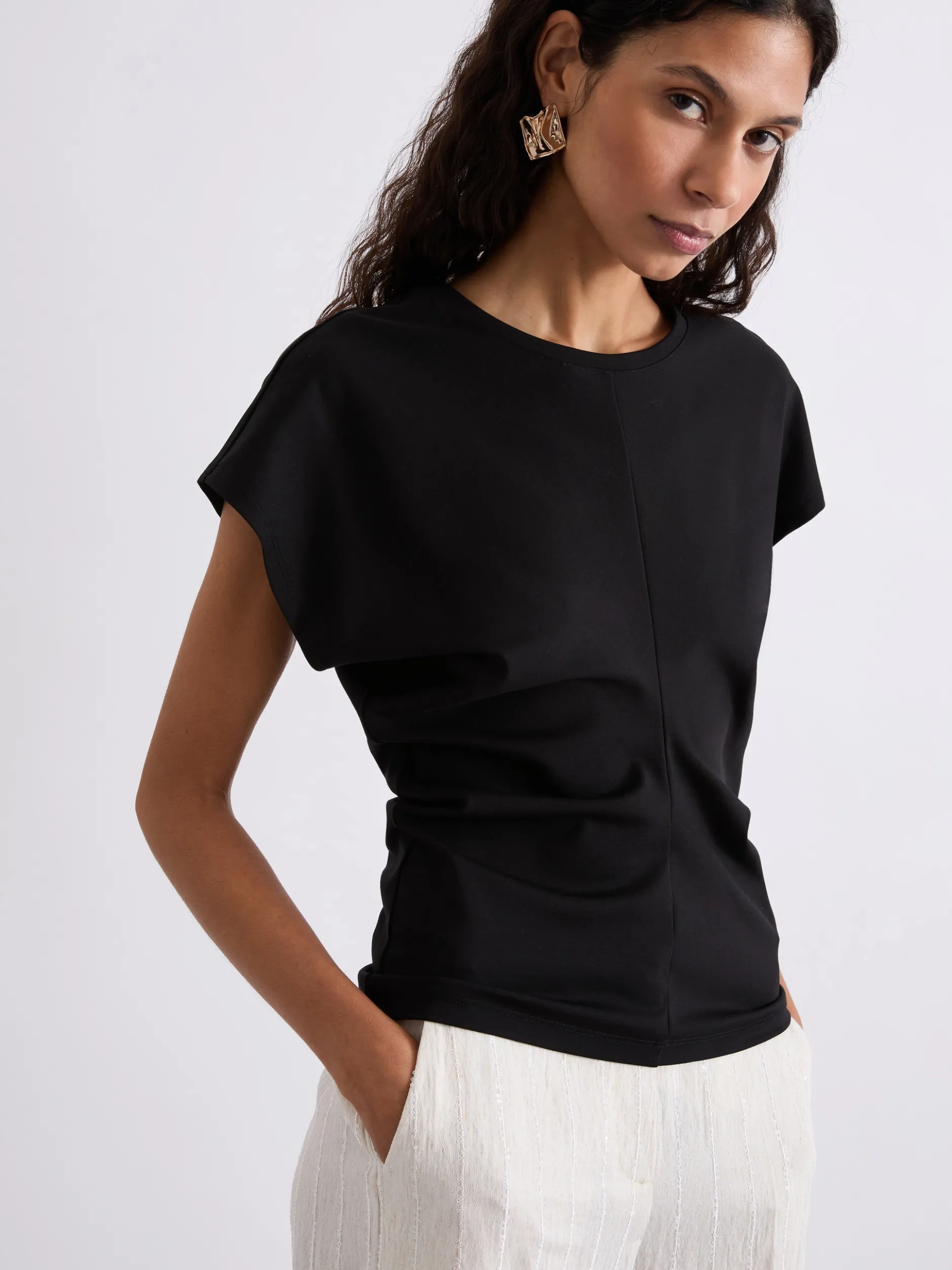 T-shirt in jersey punto Milano - NERO