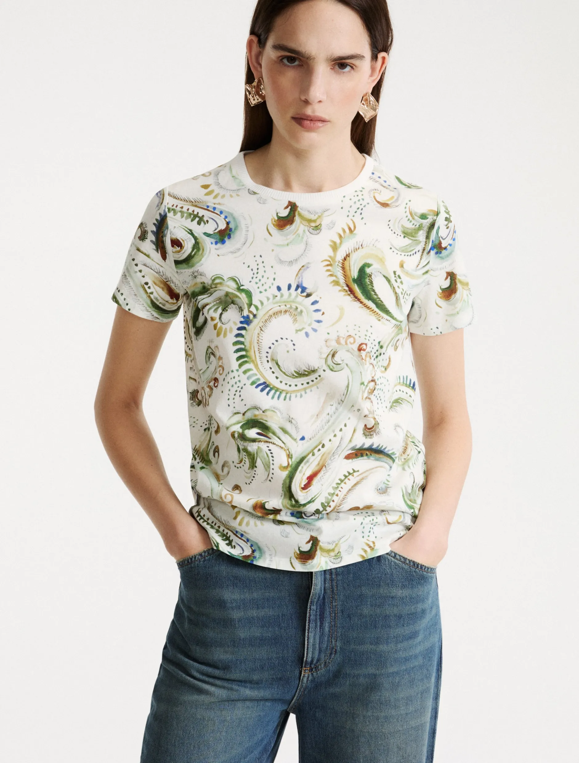 T-shirt in jersey stampato - BIANCO OTTICO