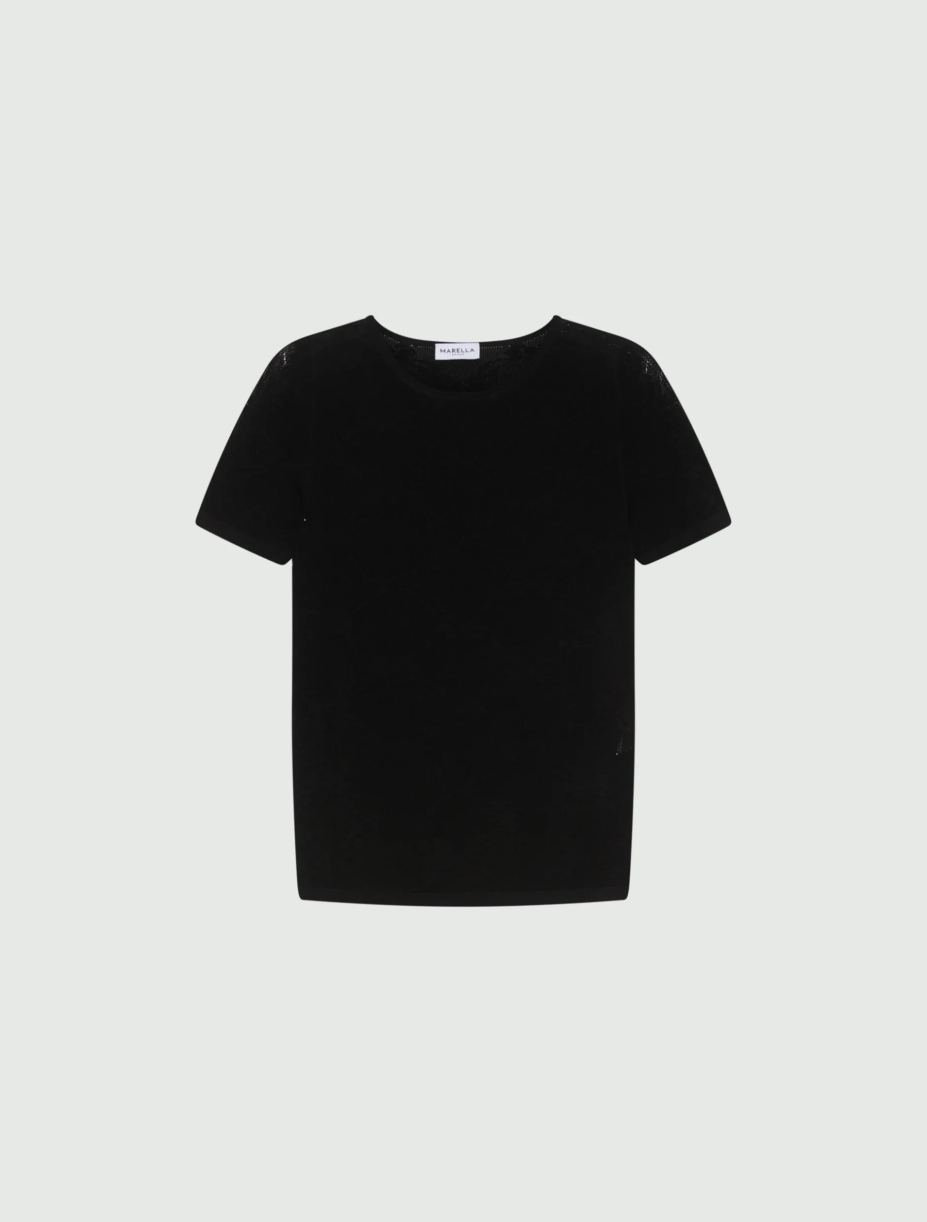 T-shirt in maglia pizzo ultra light - NERO