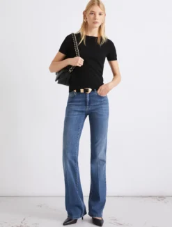 T-shirt in maglia pizzo ultra light - NERO