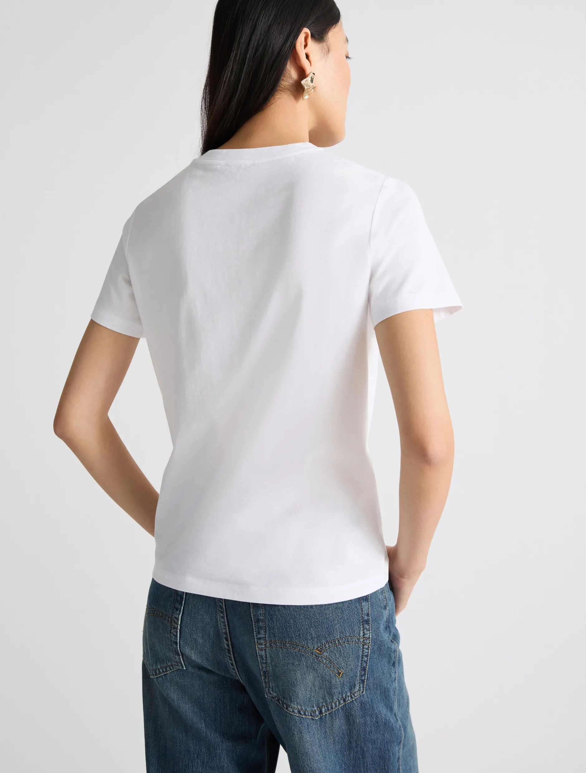 T-shirt in puro cotone con ricami - BIANCO OTTICO