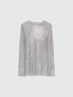 T-shirt in rete strass - GRIGIO