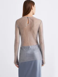 T-shirt in rete strass - GRIGIO
