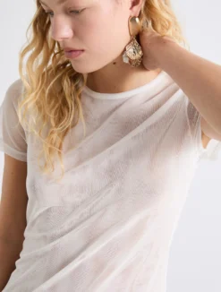 T-shirt in tulle stretch - BIANCO