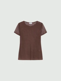 T-shirt in tulle stretch - MARRONE